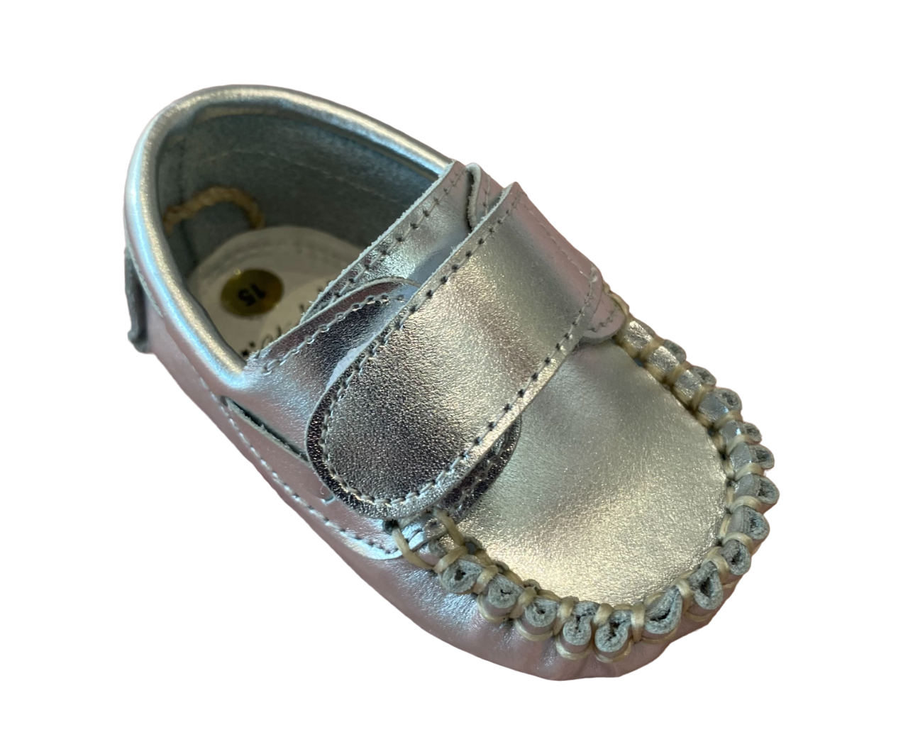 Leon Leather Pram Shoes Matt Silver Starlight